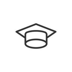 Sticker - Simple graduation hat line icon.