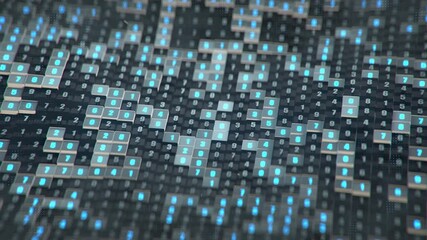 Blue digital code. 3D render seamless loop animation