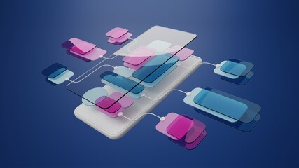 Wall Mural - ux ui flowchart connection node graphic designer creative planning application process development d