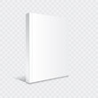 Blank white standing thin softcover book or magazine mockup template. Isolated on transparent background with shadow.