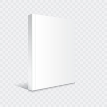 Blank White Standing Thin Softcover Book Or Magazine Mockup Template. Isolated On Transparent Background With Shadow.