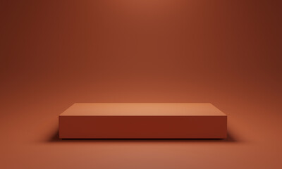 Minimal orange colour of two blank cube podium and background for showing product presentation , 3D rendering technical concept.