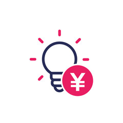 Poster - funding of the new product, idea, seed capital icon with yen