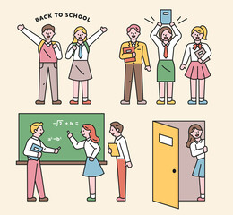 Wall Mural - collection of student characters.