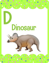 Alphabet Flashcard With Letter D For Dinosaur