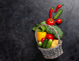 Wall Mural - Basket with fresh garden vegetables