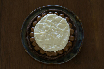 Sticker - Top view of a chocolate marquise with yummy white cream on it