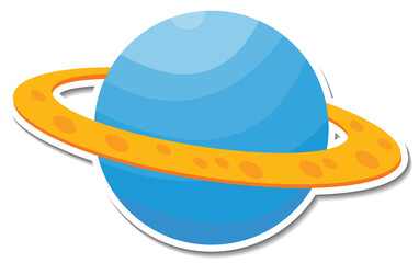 Wall Mural - A sticker template with saturn in cartoon style isolated