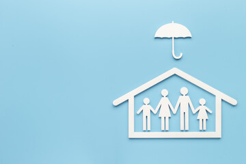 Wall Mural - White wooden family figure. Health insurance concept. Top view