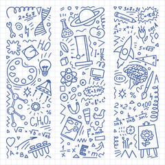 Wall Mural - STEAM education doodle. Science, technology, engineering, art, mathematics. 