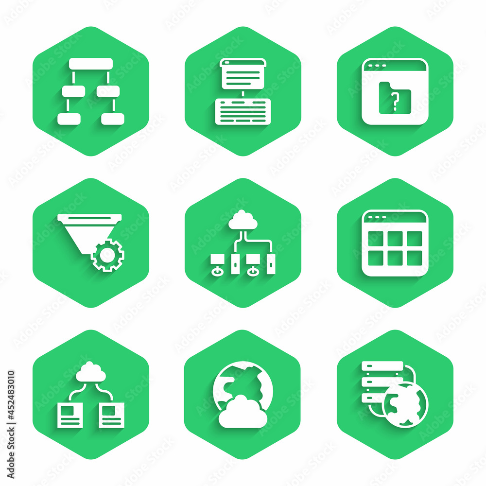 Set Computer network, Social, Network cloud connection, Browser files ...
