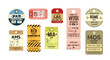 Set of vintage baggage and luggage tag. Label for suitcase travel marking with popular destinations