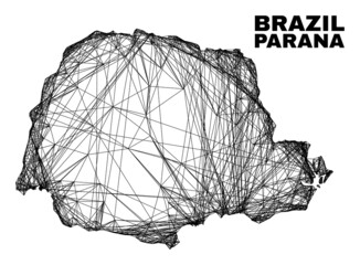 Wall Mural - Wire frame irregular mesh Parana State map. Abstract lines are combined into Parana State map. Wire frame 2D network in vector format.