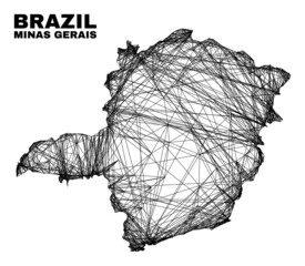Wall Mural - Wire frame irregular mesh Minas Gerais State map. Abstract lines are combined into Minas Gerais State map. Wire frame flat network in vector format.