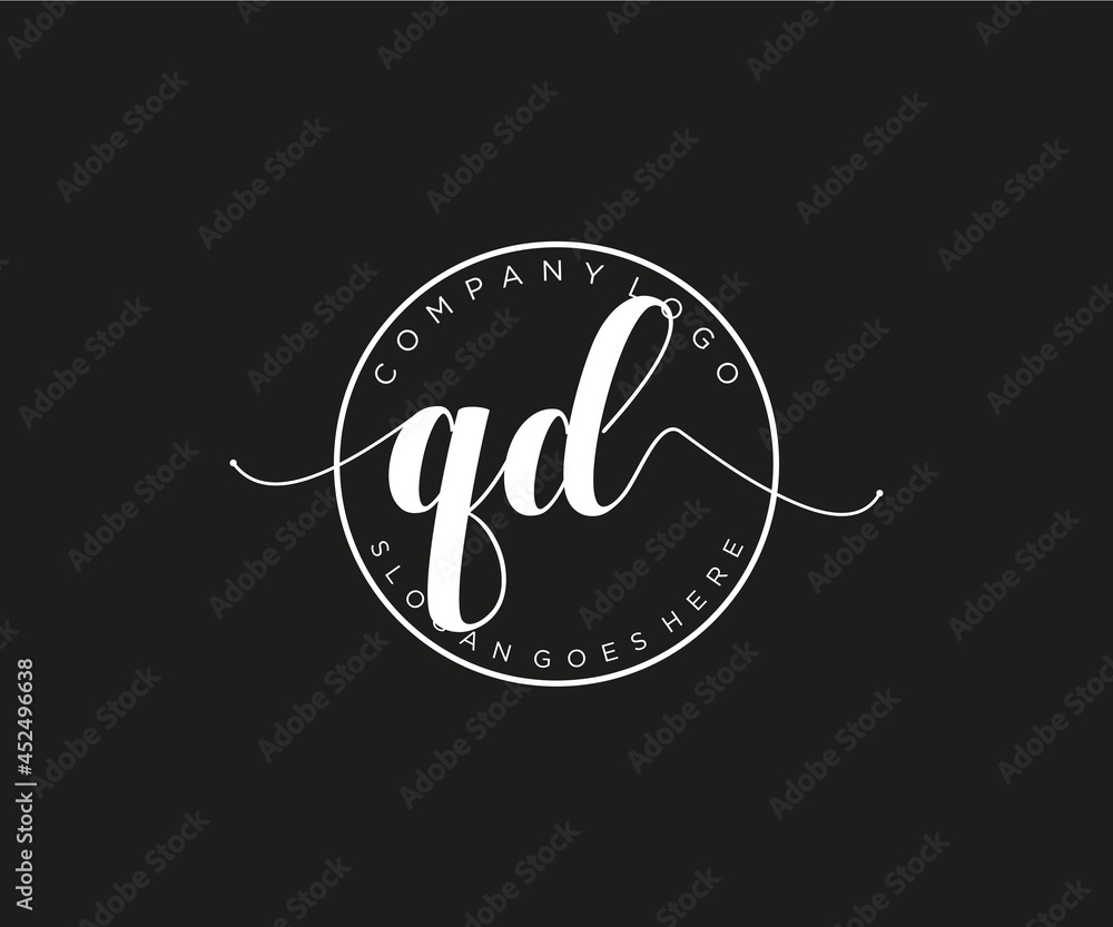 initial QD Feminine logo beauty monogram and elegant logo design ...
