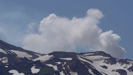 Wall Mural - Timelapse video.Steam-gas emission at the Mutnovsky volcano in Kamchatka, Russia.