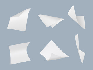 Sticker - Flying papers. Blank empty sheets book or office sheets stack of papers decent vector collection templates