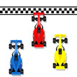 Racing sport cars f1 racing bolid to finish line illustration vector