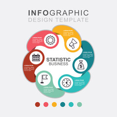 Infographic six steps statistic business and finance management