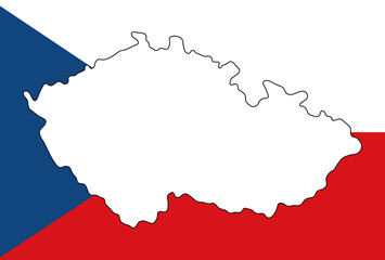 Wall Mural - Czech Republic Color flag map. Vector illustration of national symbol. Graphic design of patriotic element