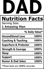DAD Nutrition Facts Father's Day Lettering Typography T-shirt Designs
