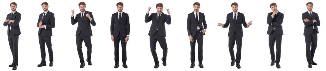 Set of young business man portraits