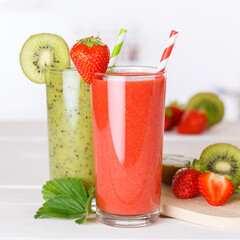 Wall Mural - Smoothies Green smoothie fruit juice healthy drinks drink in a glass square