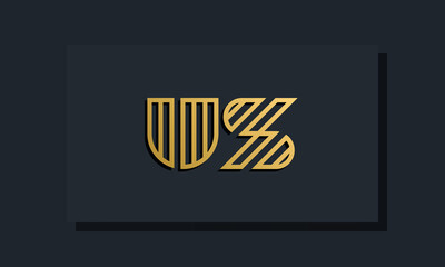 Elegant line art initial letter US logo.