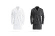 Blank black and white medical lab coat mockup, front view