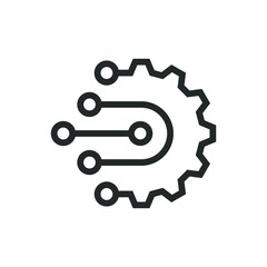 Digital technology gear icon concept isolated on white background. Vector illustration