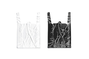 Wall Mural - Blank black and white t-shirt plastic bag with handle mockup