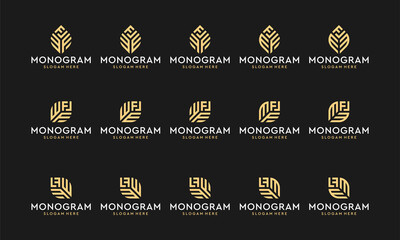 Wall Mural - collection of monogram logos and investment or growth logos. icons for business finance, investment, simple and modern. vector premium.