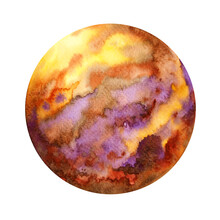 Brown Planet Art Abstract Universe Star Mental Mind Spiritual Watercolor Painting Illustration Design