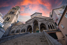 Duomo Di Sant'andrea Di Amalfi Al Tramonto, Campania	