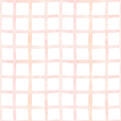 Checkered watercolor seamless pattern. Grid abstract background in pastel colors. Muted pink and peach shades. Perfect for wrapping paper, covers, prints, invitations, decorations, cards.