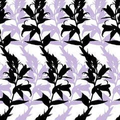 Wall Mural - Floral seamless pattern with blue bells isolated on white background.