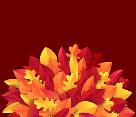Wall Mural - Autumn background banner with red and orange leaves. Vector illustration.