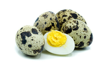 Wall Mural - Quail eggs isolated on white background