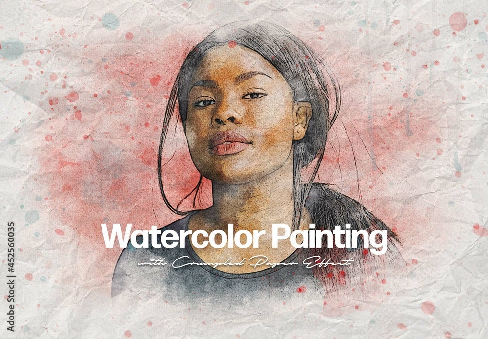 Old Watercolor Painting Photo Effect Mockup Stock Template Adobe Stock