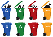 Recycle And Trash Bin Icon Set