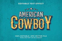 Editable Text Effect - American Cowboy Vintage Style Template. Premium Vector