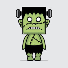 Vector Illustration Of The Green Halloween Zombies