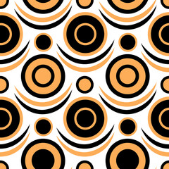 Canvas Print - Curve circles pattern in black and yellow colors for retro wallpaper and textile design.