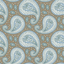 Ornamental Paisley Pattern In Muted Calm Colors. Luxury Oriental Background For Wallpaper And Fashionable Textile.