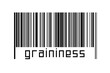 Barcode on white background with inscription graininess below