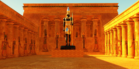 Wall Mural - temple of horus - the horus god of egyptian history depicted by the falcon bird was the deity of the