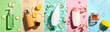 © Pixel-Shot - Set of natural cosmetics in water on color background