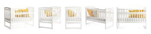 Set Of Baby Crib Isolated On White, View From Different Angles