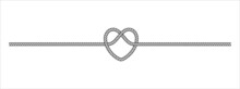 Heart Shape Rope Tie Vector Illustration. Rope Lace Line Vector. Pretty Rope Knot Form.
