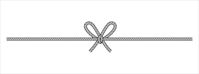 Wall Mural - Horizontal beautiful rope tie vector illustration. Rope lace line vector. Pretty rope knot form.